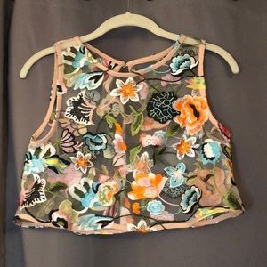 Mesh floral crop top
